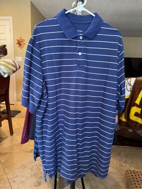 Harbor Bay Blue and White Striped Polo